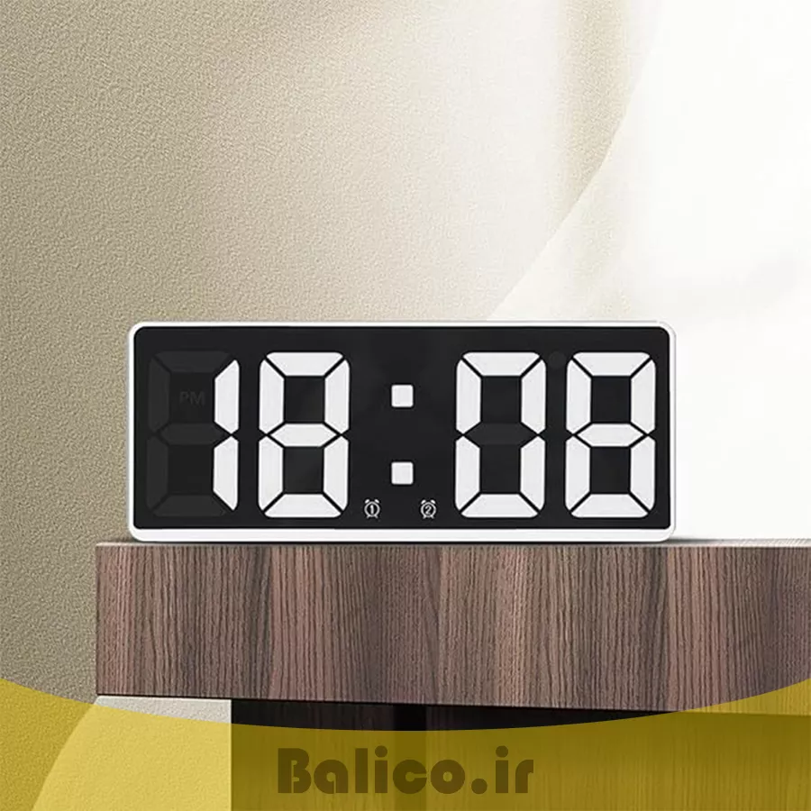 ساعت رومیزی دیجیتال بالیکو مدل LED DIGITAL CLOCK دارای سنسور صدا نمایش تاریخ دماسنج و دو زمان زنگ بیداری