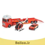 ست اسباب بازی مدل تریلی آتش نشانی نوزیکال همراه با هلیکوپتر و ماشین امداد