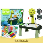 میز نقاشی پروژکتوردار به همراه صفحه بازی منچ و ماروپله طرح دایناسور کد 5041