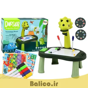 میز نقاشی پروژکتوردار به همراه صفحه بازی منچ و ماروپله طرح دایناسور کد 5041 23 میز نقاشی پروژکتوردار به همراه صفحه بازی منچ و ماروپله طرح دایناسور کد 5041