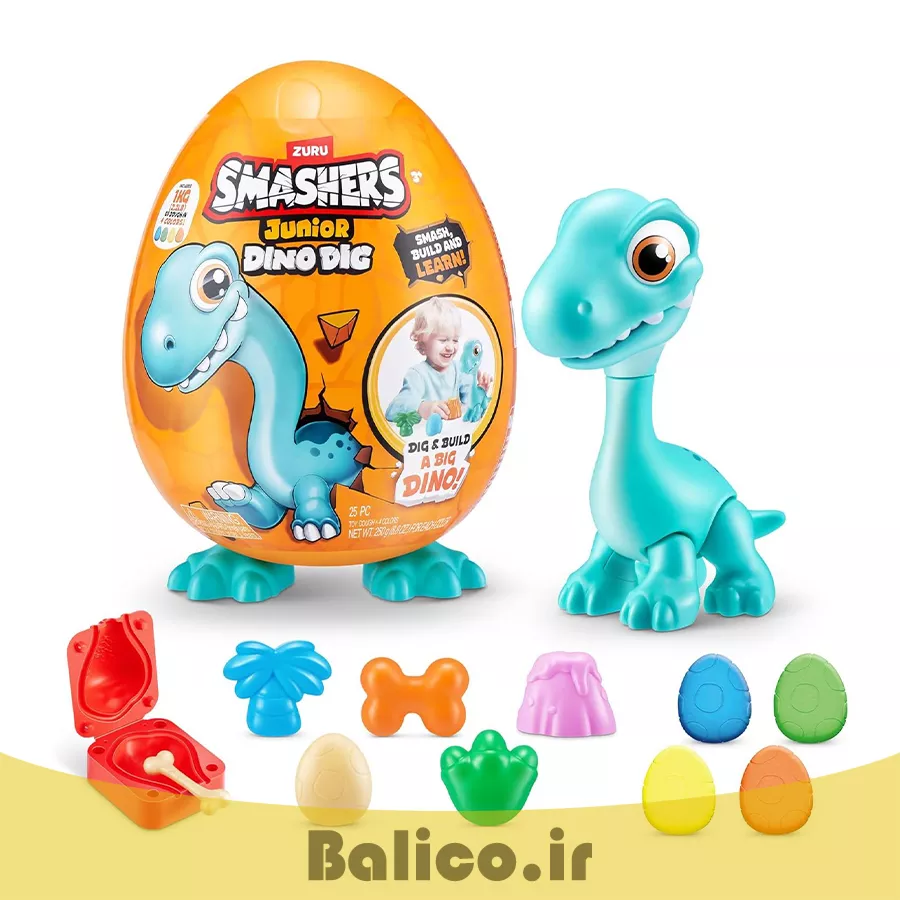 اسباب بازی شانسی اسمشرز مدل DINO DIG طرح BRONTOSAURUS